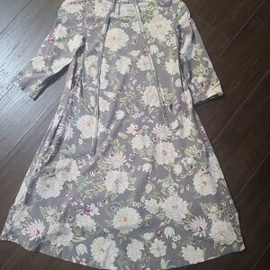 Latched Mama Gray Floral Dress with White and Pink